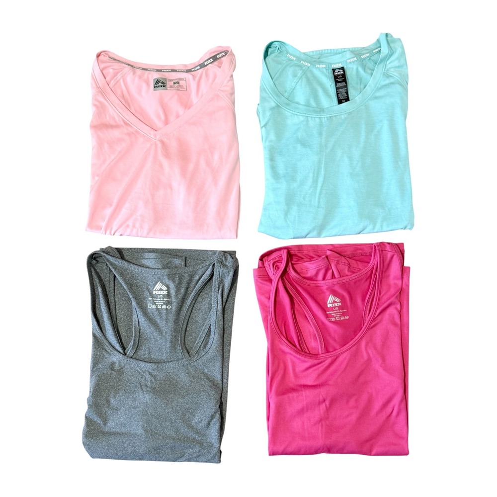 RBX Active Womens Large 4 Piece Bundle Workout Shirts and Tank Tops Multi Color